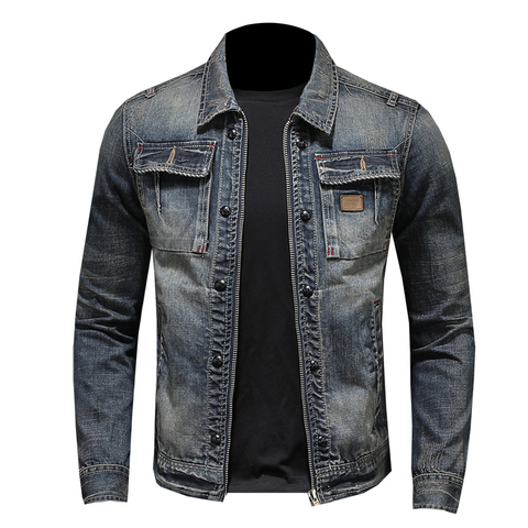 Denim veste hommes automne hiver manteau hommes décontracté couleur unie hommes mode vêtements ► Photo 1/6