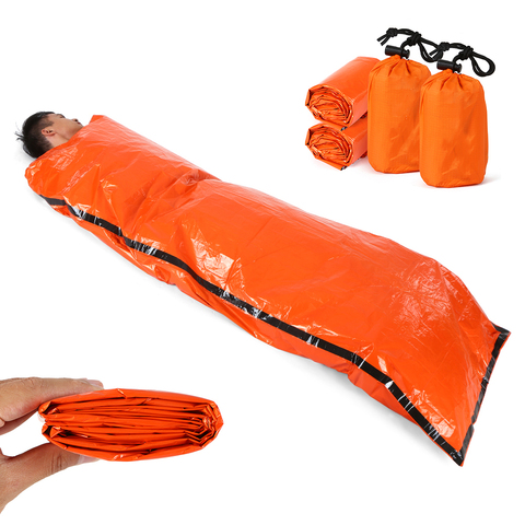 Couverture d'urgence avec sac de Compression, 2 pièces, sac de couchage d'urgence Portable et léger pour Camping voyage randonnée ► Photo 1/6