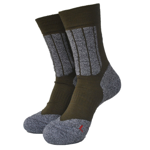 1 paire de chaussettes en laine épaisse pour homme, couleur verte, pour Sports de plein air, Trekking, armée, hiver ► Photo 1/3