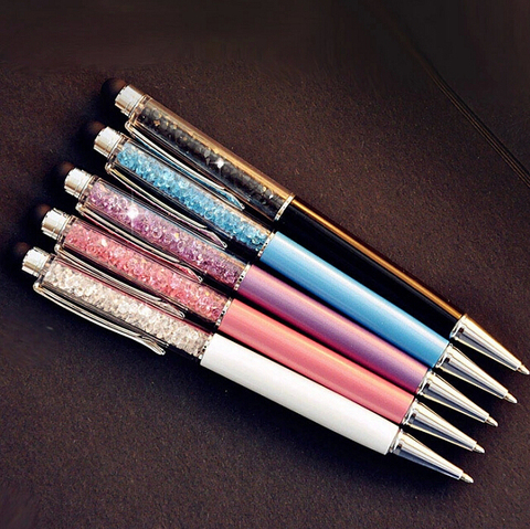 Stylos à bille en cristal diamant, 5 pièces/lot, papeterie, nouveauté, cadeau, matériel de bureau, fournitures scolaires ► Photo 1/6