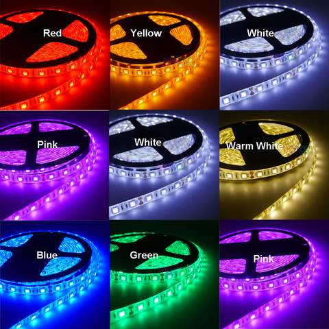 Bande lumineuse RGB LED 5050, 12v dc, lumière blanche chaude, rouge, rose, UV, RGBW, RGBWW, pour la décoration de la maison et des panneaux d'affichage ► Photo 1/6