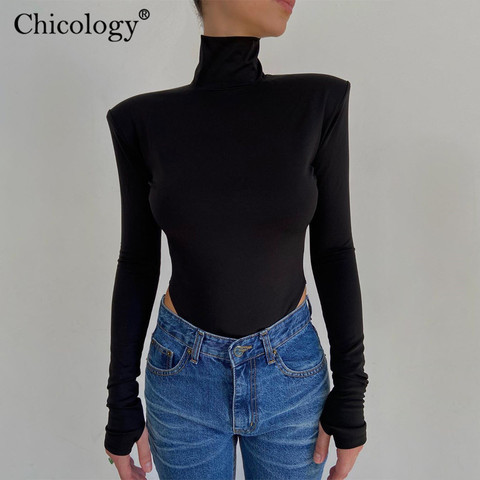 Chicology manches longues élégant haut coupe Body 2022 femmes hiver automne vêtements dos nu Sexy Club tenues fête une pièce corps ► Photo 1/6