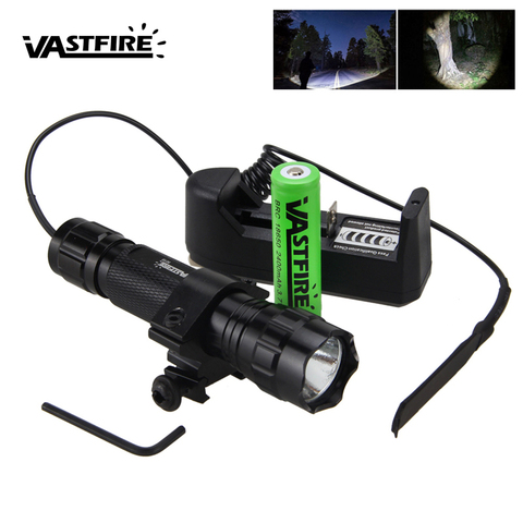 Tactique 501B 5000lm XM-L T6 Led arme pistolet lumière blanc chasse lampe de poche + fusil portée Airsoft Mount + commutateur à distance + 18650 + chargeur ► Photo 1/6