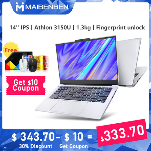 MAIBENBEN-pc portable Maibook S431, nouveau modèle 2022, processeur AMD, Gold 3150U, 14 pouces, IPS, 8 go de DDR4 + SSD, déverrouillage par empreinte digitale en métal, ouverture une main ► Photo 1/6