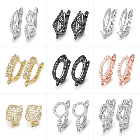 Crochet pour boucles d'oreilles, accessoires de fabrication de bijoux faits à la main, couleur or, laiton, Zircon, nouvelle collection 2022 ► Photo 1/6