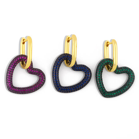 OCESRIO – boucles d'oreilles en forme de petits cœurs pour femmes, plusieurs couleurs populaires, Zircon cubique, cœur, cristal, Rectangle, erha006 ► Photo 1/6