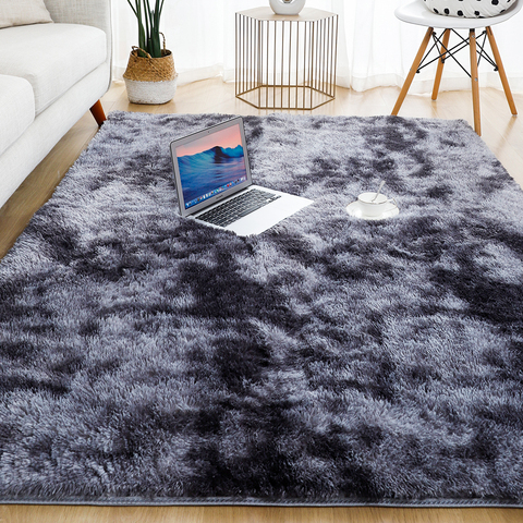 Tapis doux pour salon tapis en peluche tapis épais moelleux chambre décor zone tapis longs tapis de sol anti-dérapant gris tapis de chambre d'enfants ► Photo 1/6