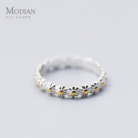 Modian empilable minuscule fleur de soleil en argent Sterling 925 bague pour les femmes cadeau mignon plante bague de doigt Original Fine bijoux 2022 nouveau ► Photo 1/4