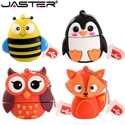 JASTER mignon pingouin hibou renard stylo lecteur de bande dessinée usb clé usb 4 GB/8 GB/16 GB/32 GB/64 GB U disque animal mémoire bâton cadeau ► Photo 1/6