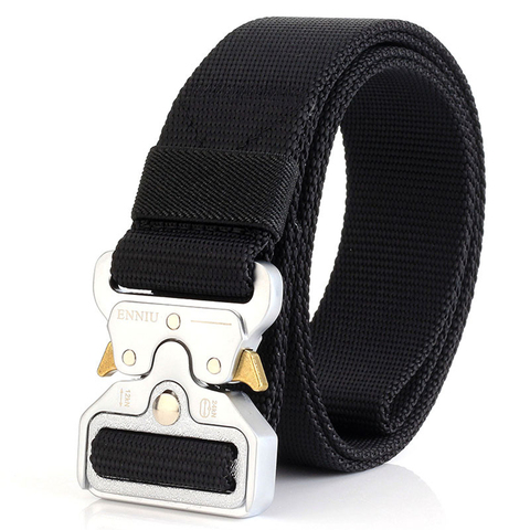 Ceinture tactique en Nylon véritable pour hommes, pour Jeans, pantalons en toile, Style armée, boucle en métal, ceinture de taille de styliste, cadeau de chasse ► Photo 1/6