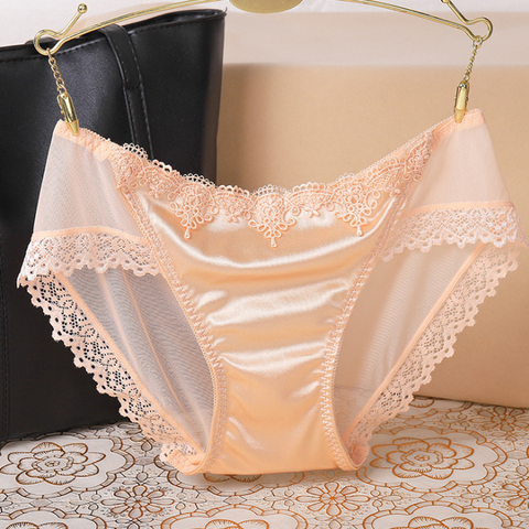 Sous-vêtements en dentelle Style français pour femmes, culotte féminine confortable, intimes, slips en soie glacée, Lingerie Sexy ajourée ► Photo 1/6