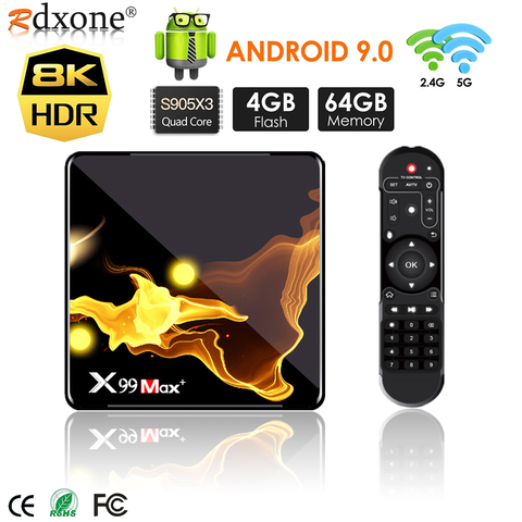 X99 Max + Smart TV BOX Android 9.0 Amlogic S905X3 Quad Core 4GB RAM 32GB 64GB Wifi 1000M BT 8K décodeur vidéo lecteur multimédia ► Photo 1/6