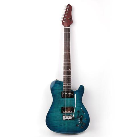 Guitare électrique de voyage silencieuse, portable avec effet intégré, dessus en érable, flamme, livraison gratuite ► Photo 1/6