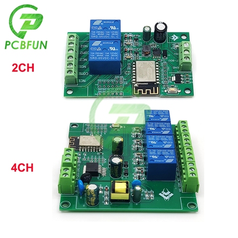 Module de relais WIFI 4 canaux cc 12V 24V, carte de développement AC 90-250V//5v, alimentation GND RX TX, Port TTL ESP8266 ► Photo 1/6