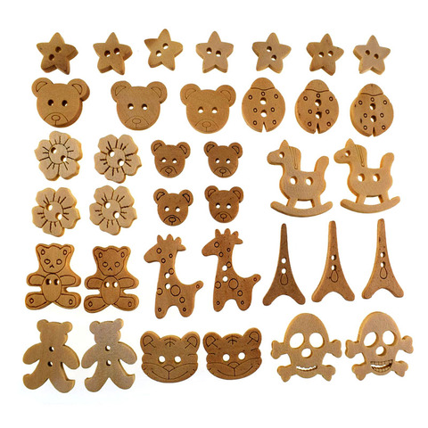 Boutons en bois naturel, 20/50pcs, boutons à coudre, vêtements pour enfants, artisanat, bricolage, décoration pour bébés et enfants, scrapbooking ► Photo 1/6