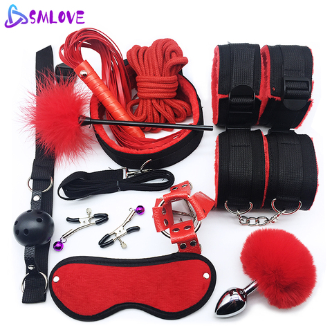 Bondage BDSM Set Jeux De Lit Érotiques Adultes Menottes Pinces À