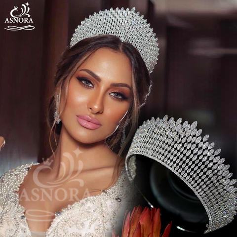 Couronne de princesse brillante ASNORA rétro, accessoires pour cheveux de mariée européenne, sélection de couronne reine en cristal, nouvelle collection ► Photo 1/6