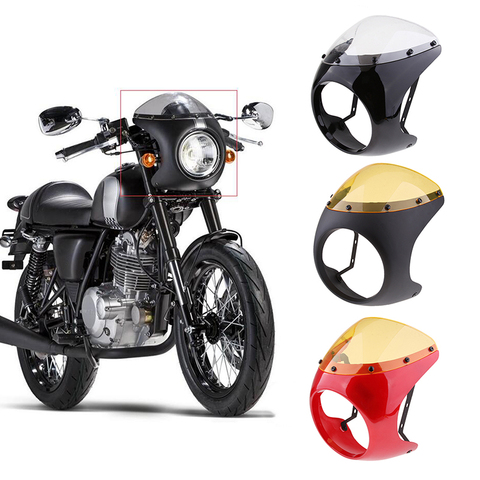 Phare de moto de 16-18cm | Rond rétro café masque phare de moto, capot avant, monture de fourchette pour Retro Cafe Racer ► Photo 1/6