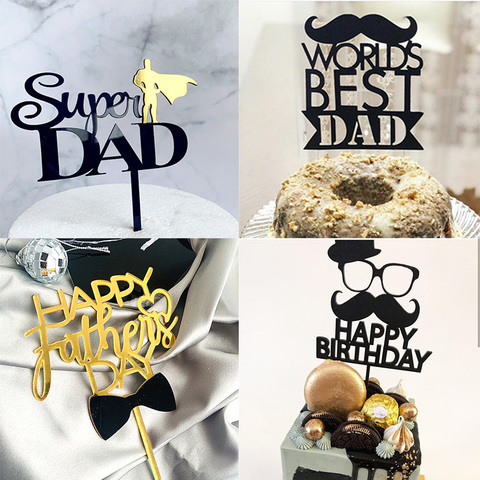 Acheter Nouvelle Decoration De Gateau Acrylique Super Dad Decoration De Gateau En Or Papa Pere Anniversaire Pour La Fete Des Peres Decorations De Gateaux Pour Fete Du Papa Anniversaire En Ligne