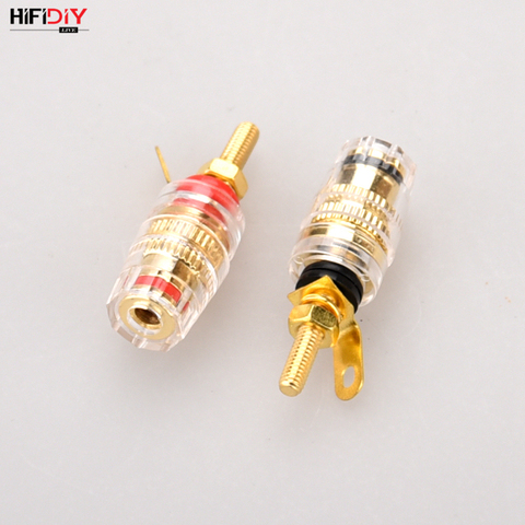 HIFIDIY LIVE – connecteur de borne de haut-parleur, lot de 2 pièces, DIY, liaison post amplificateur HIFI, cuivre pur, prise banane plaquée or, petite taille ► Photo 1/6