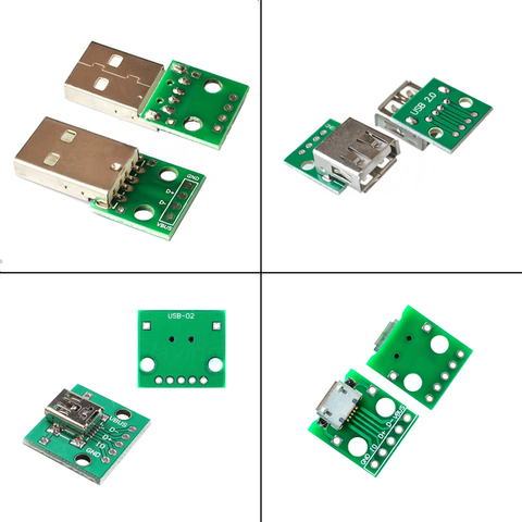 Adaptateur MINI USB vers DIP, KIT de connecteurs mâles 5 pièces DIY, 2.54mm, femelle 5 broches ► Photo 1/6