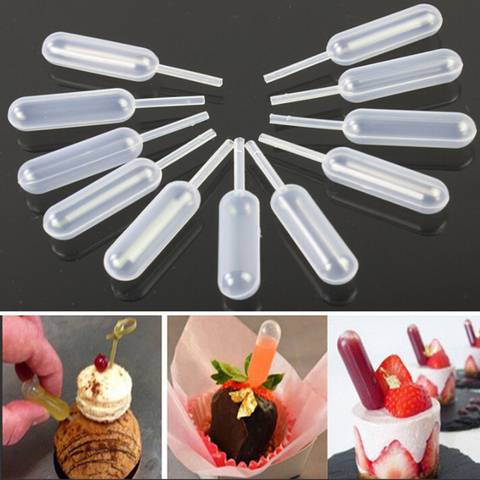 50pcs en plastique presser 4ml transfert Pipettes compte-gouttes jetables Pipettes fraise Cupcake crème glacée chocolat gâteau Set de décoration pour patisserie ► Photo 1/6