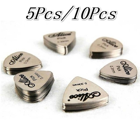 5 pièces/10 pièces en métal guitare Pick 0.3mm mince Durable couleur argent professionnel basse Ukelele médiator ► Photo 1/6