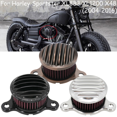 Filtre à Air noir Moto rcycle système de Filtre à Air d'admission pour Harley Sportster XL fer 883 XL1200 48 72 2004-2014 Filtre a air moto ► Photo 1/6