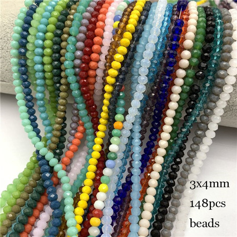 148 pièces 2x 3mm/3x 4mm/4x6mm perles de Rondel en cristal à facettes perles de verre pour la fabrication de bijoux bricolage femme Bracelet collier bijoux ► Photo 1/6