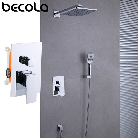 BECOLA montage mural salle de bain pluie cascade douche robinets ensemble 2 voies Valve Chrome/noir/or système de douche baignoire douche robinet ► Photo 1/6