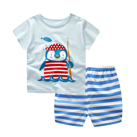 Ensemble de sport pour bébé, T-shirt + short, tenue pour nouveau-né, garçon et fille ► Photo 1/6