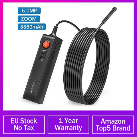 Endoscope sans fil DEPSTECH 5.0MP caméra d'inspection de serpent Zoomable Endoscope industriel WiFi pour téléphone et tablette iOS et Android ► Photo 1/6