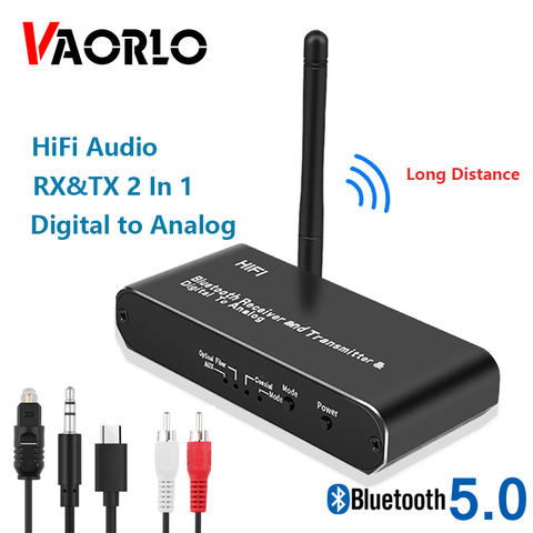 VAORLO HiFi sans fil Bluetooth 5.0 émetteur récepteur Support numérique à analogique stéréo musique pour TV casque convertisseur ► Photo 1/6