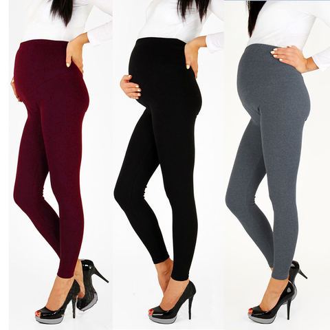 Femmes enceintes Leggings de maternité doux pantalons de grossesse femmes dames coton doux taille haute Leggings extensibles ► Photo 1/6