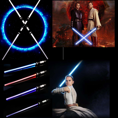 2 pièces Double Laser sabre Laser Star Wars réplique épée avec jouets sonores sabre lumineux dark vador Jedi Rey Luke Skywalker jouet pour enfants ► Photo 1/6