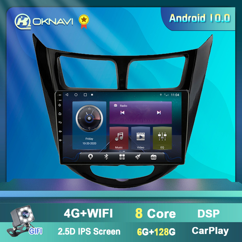 OKNAVI – autoradio Android 2010, 4 go/64 go, Navigation Wifi, lecteur multimédia, stéréo intelligent, sans DVD, 2 din, pour voiture Hyundai Solaris (2016 – 10.0) ► Photo 1/6