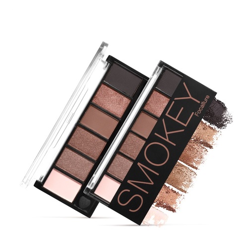 Smokey-Palette d'ombre à paupières 6 couleurs, mat, avec brosse pour maquillage, longue tenue ► Photo 1/6