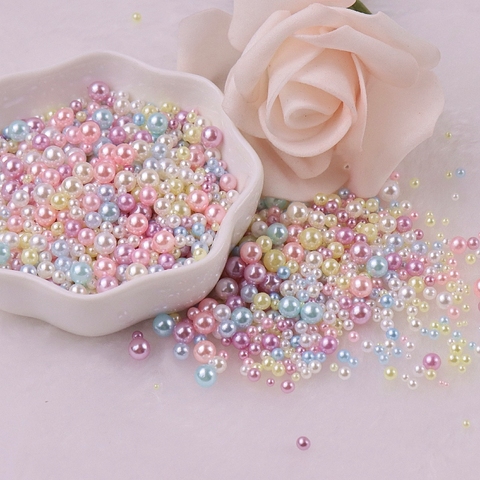 Mélanger la taille 2-8mm pas de trou perles colorées rondes ABS Imitation perle perle à la main collier à faire soi-même Bracelet bijoux faisant des accessoires ► Photo 1/6