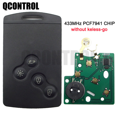 QCONTROL – télécommande à 4 boutons pour voiture, 433MHz, transpondeur PCF7941, sans clé, compatible avec Renault Megane ► Photo 1/4