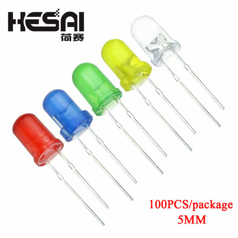 Diodes électroluminescentes, 5 couleurs, composants électroniques, 3mm/5mm, couleurs assorties, à monter soi-même ► Photo 1/2