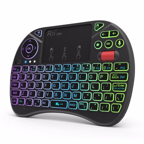Rii X8 + 2.4GHz Mini clavier sans fil avec pavé tactile LED de recherche vocale rétro-éclairé rechargeable Li-ion batterie pour Android TV Box PC ► Photo 1/6