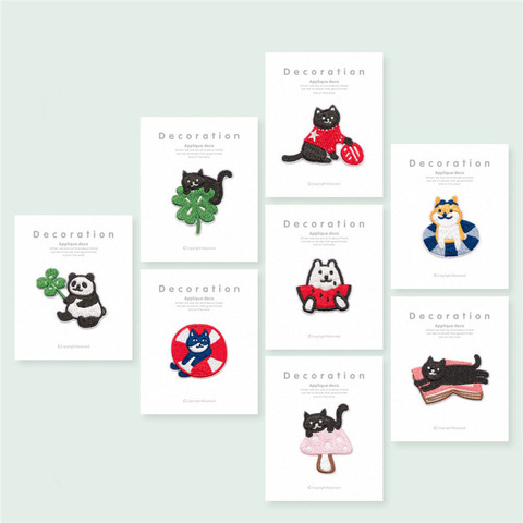 AHYONNIEX 1 pièce brodé mignon Panda noir chat patchs vêtements sacs bricolage Applique broderie Parches fer sur Patch pour bricolage ► Photo 1/6