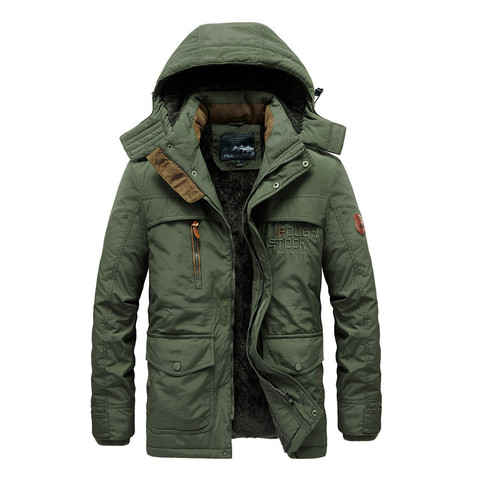 Veste d'hiver hommes épais rembourré Parka polaire doublure manteau nouveau col de fourrure à capuche vêtements d'extérieur chauds mâle multi-poche coupe-vent pardessus ► Photo 1/6