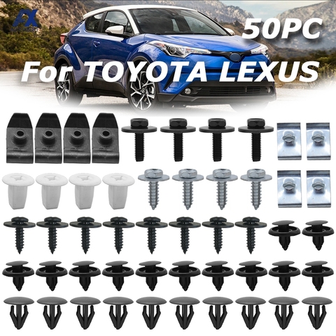 50pcs pour Toyota Lexus voiture moteur sous le couvercle du corps Clips pare-chocs garde-boue garniture garde-boue bouclier anti-éclaboussures vis Rivet Kit de montage automatique ► Photo 1/6