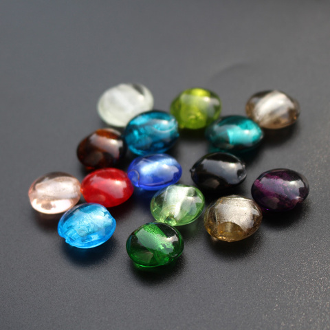 10 pièces/lot 12mm perles de verre au chalumeau carré plat déjoué multicolore pour bijoux et bricolage artisanat ► Photo 1/6