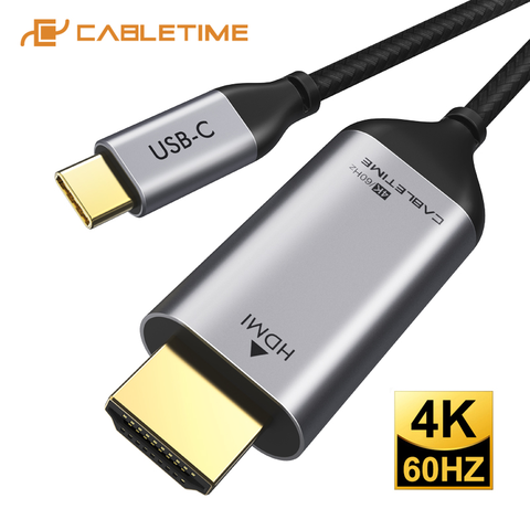 CABLETIME USB C au Câble HDMI 4k câble hdmi 4K 60Hz Type C HDMI Thunderbolt 3 pour Samsung Huawei mate 20 Book pro USB-C HDM C029 ► Photo 1/6