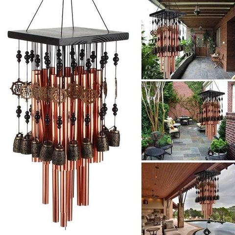 Carillon extérieur de vent de Tube en métal d'intérieur avec la cloche de cuivre grands carillons pour la décoration de terrasse de jardin de Patio 80cm ► Photo 1/6