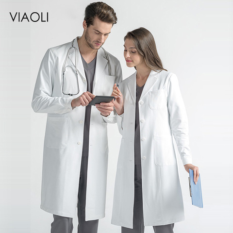 Haute qualité manteau blanc blouse de laboratoire hôpital médecin mince infirmière uniforme spa uniforme soins infirmiers uniforme scrubs uniformes médicaux femmes ► Photo 1/6