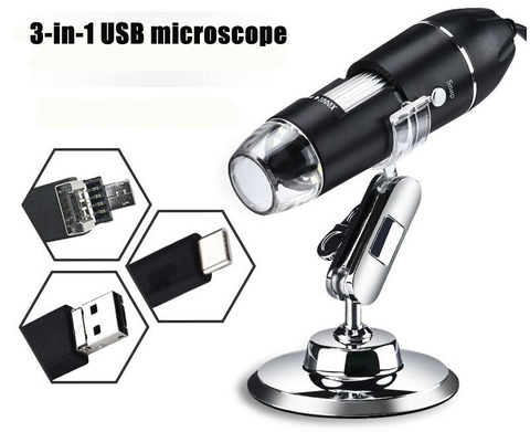 Microscope numérique portable USB 1000X 8 lumières LED microscope électronique caméra microscope loupe + règle d'étalonnage 40X-1000X ► Photo 1/6