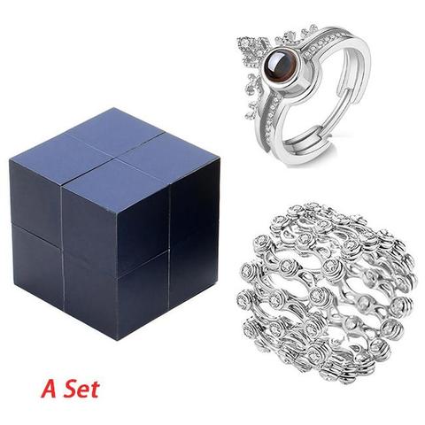 100 langue je t'aime anneaux avec boîte à bijoux personnalisé saint valentin cadeau créatif anneau Bracelet et Puzzle boîte à bijoux ► Photo 1/6